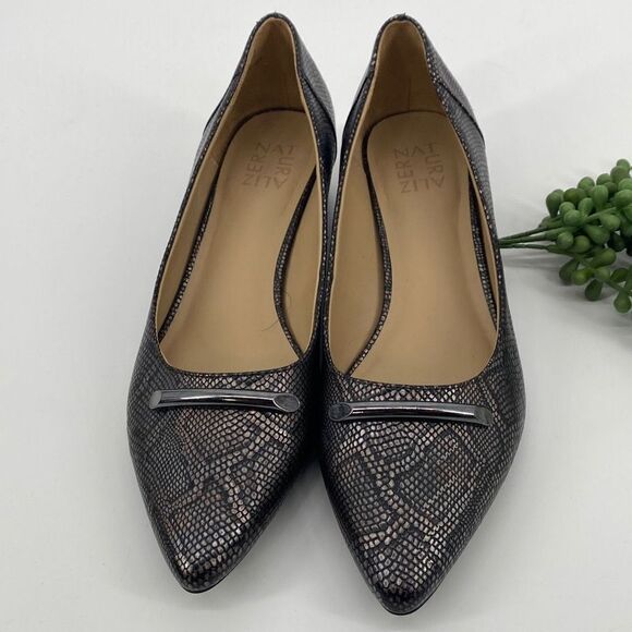 Naturalizer feather snake bronze metallic pointed toe, comfort slip -on pump Siz - Picture 2 of 11
